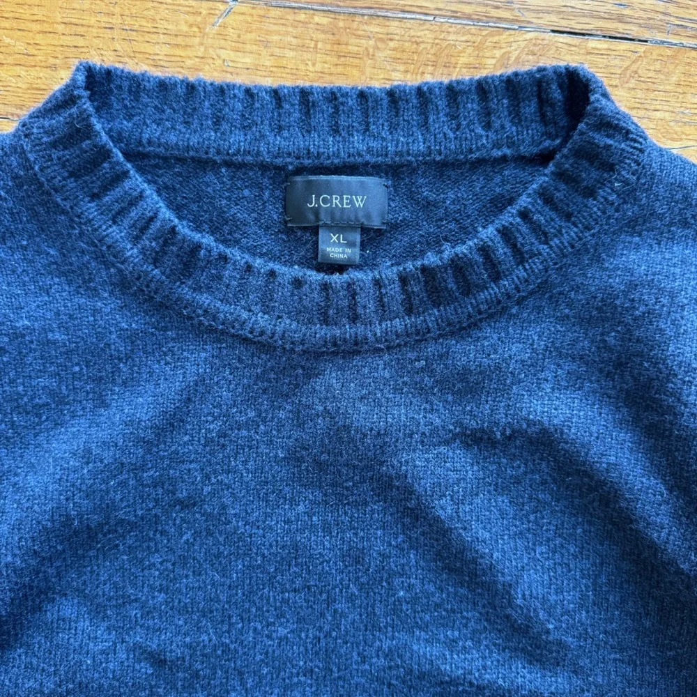 J.‎ Crew Men's Navy Blue Merino Wool Blend Crewneck Sweater XL
